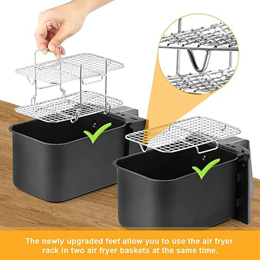 Air Fryer Rack For Ninja Dual Air Fryer 304 Stainless Steel Multi-Layer Dehydrator Rack Toast Rack Air Fryer Accessories