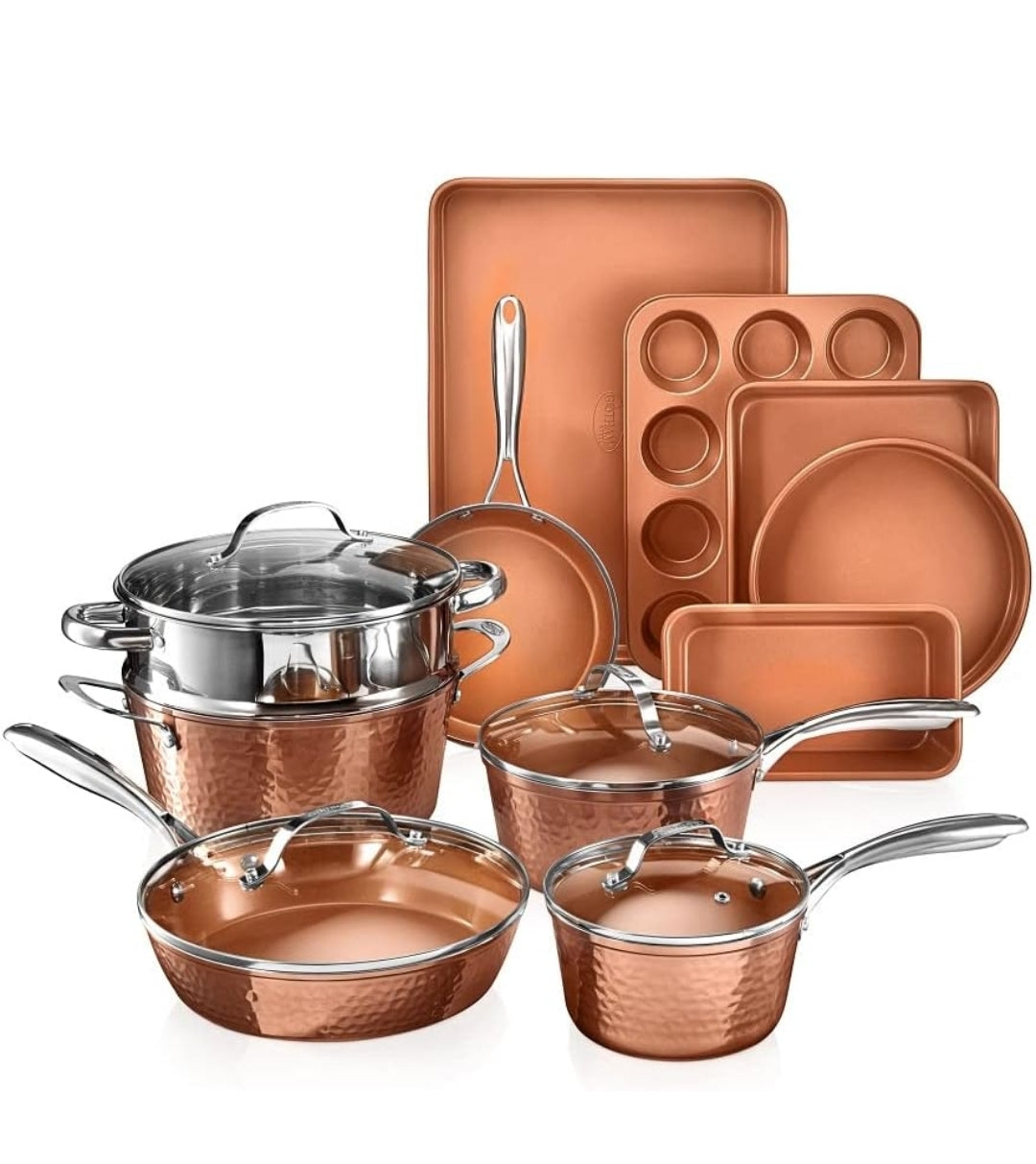 Gotham Steel Hammered Copper 20-Piece Cookware & Bakeware Set