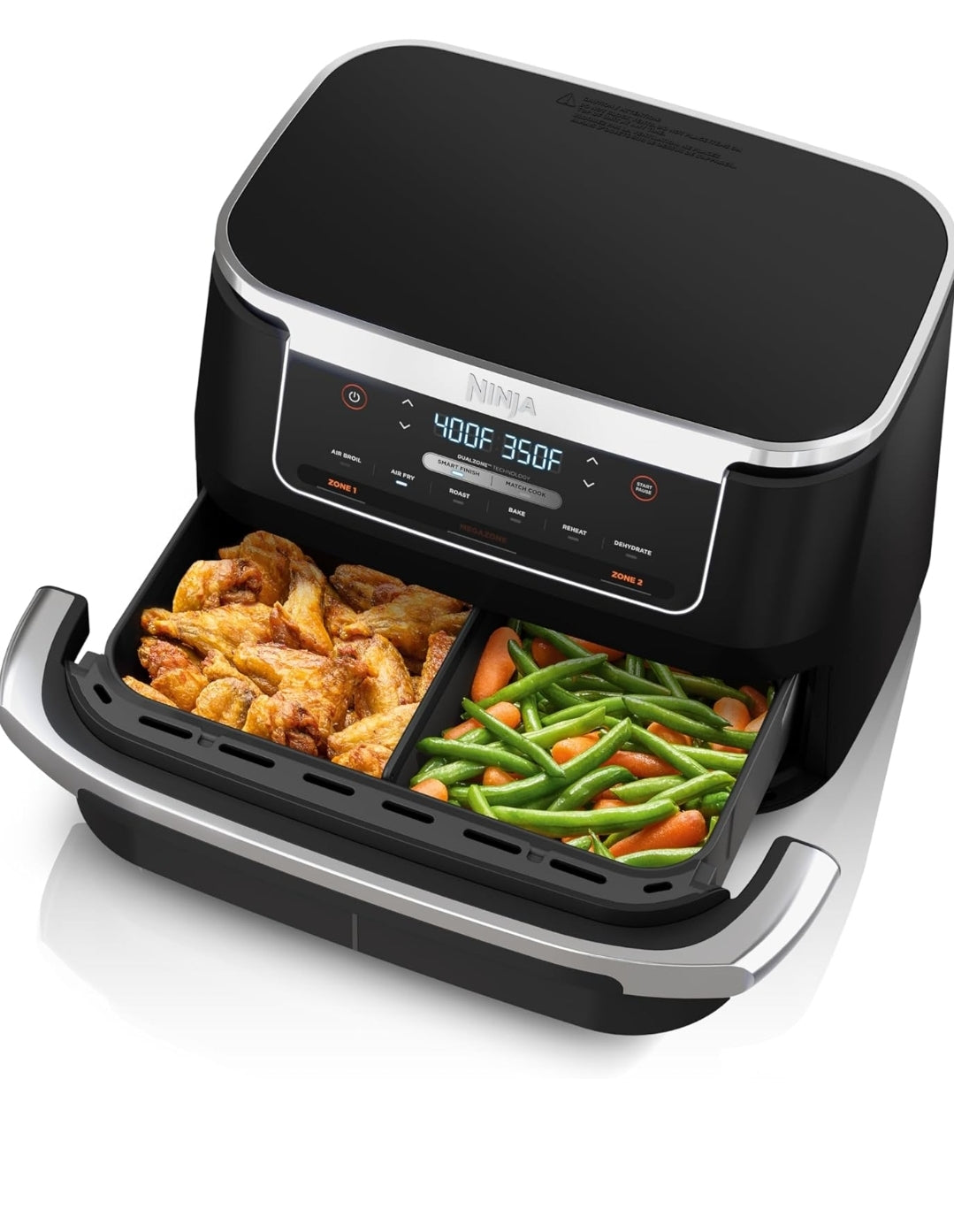 Ninja Foodi 6-in-1 DualZone FlexBasket Air Fryer with 7-QT MegaZone & Basket Divider DZ071