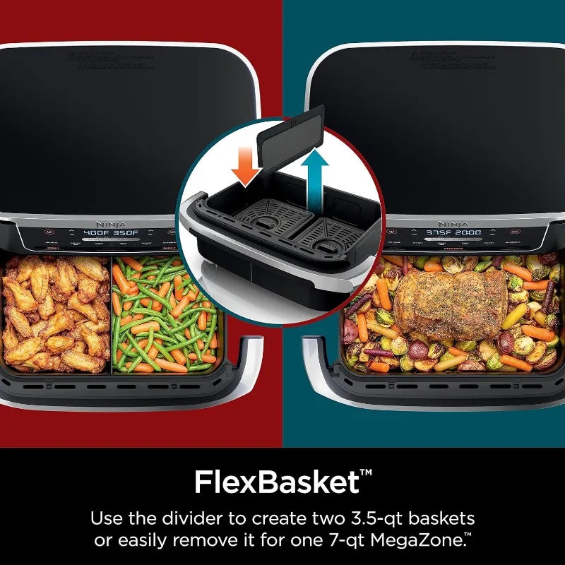 Ninja Foodi 6-in-1 DualZone FlexBasket Air Fryer with 7-QT MegaZone & Basket Divider DZ071